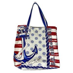 S.S. Brighton Canvas Beach Tote Nautical Patriotic Design Double Handle